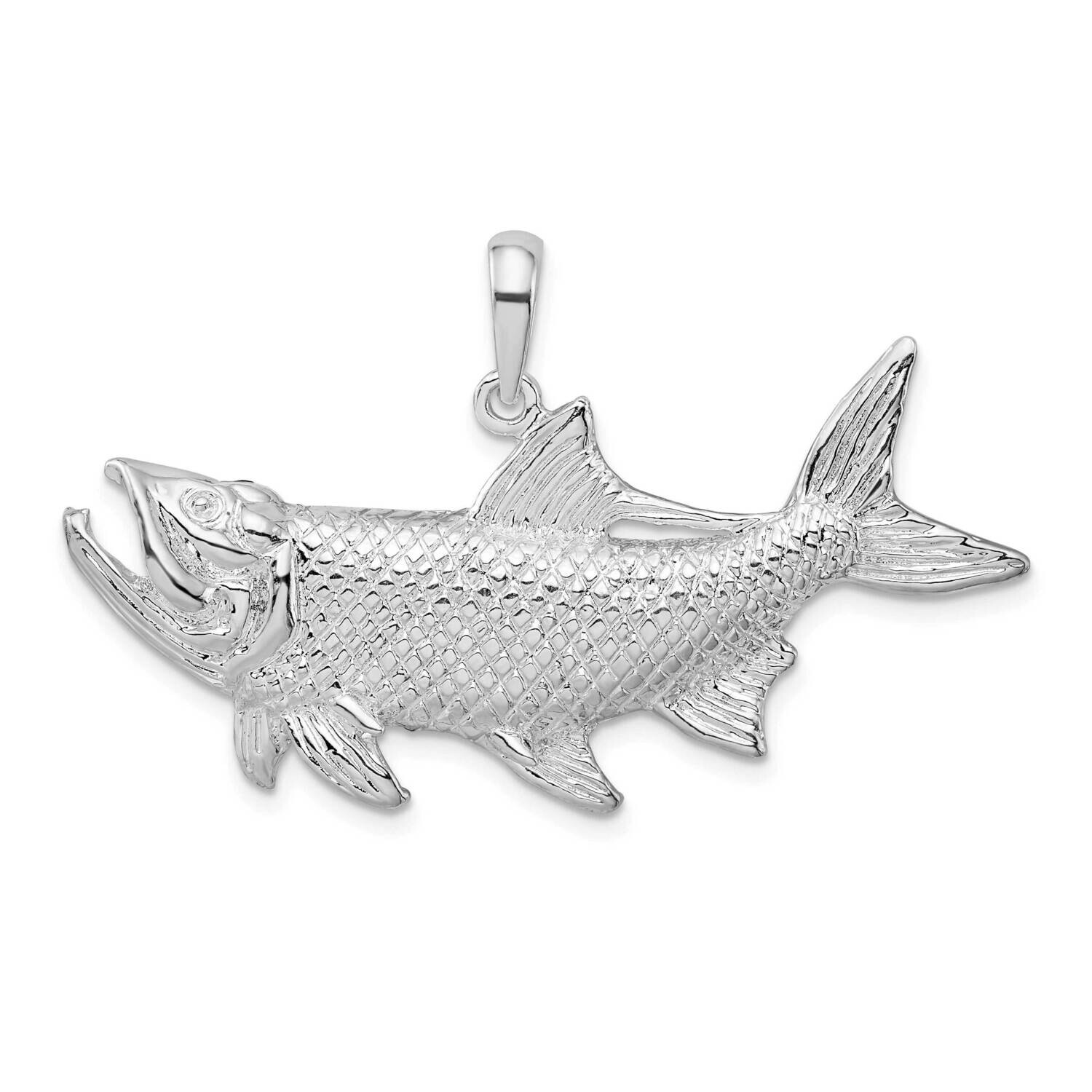 Tarpon Fish Open Mouth Pendant Sterling Silver QC10179, MPN: QC10179, 637218169313