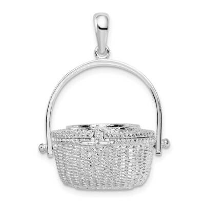 Moveable 3D Nantucket Basket Pendant Sterling Silver Polished QC10261, MPN: QC10261, 637218171422