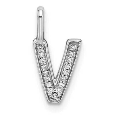 Diamond Letter V Initial Pendant 14k White Gold PM8367V-005-WA, MPN: PM8367V-005-WA, 196904069288