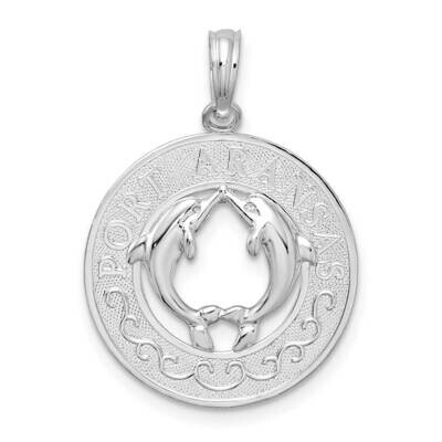 Port Aransas Circle Dolphins Pendant Sterling Silver Polished QC10325, MPN: QC10325, 637218173136