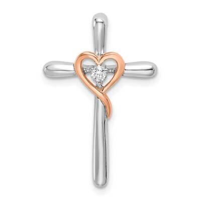 White &amp; Rose Cross Heart Diamond Chain Slide 10k Two-Tone Gold PM8481-004-1WRA, MPN: PM8481-004-1WR…