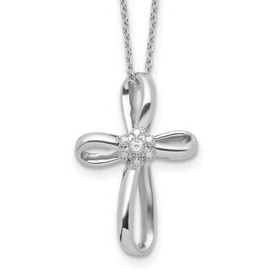 Diamond Cross Necklace 14k White Gold PM9678-001-WLG-18, MPN: PM9678-001-WLG-18, 883957897370