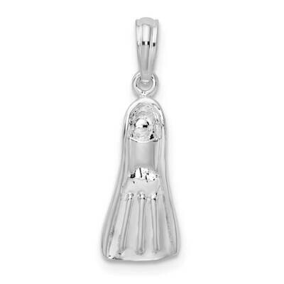 3D Scuba Flipper Pendant Sterling Silver Polished QC10279, MPN: QC10279, 637218171682