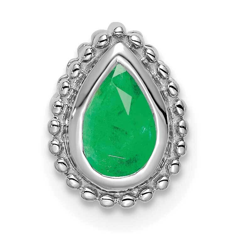 Pear Emerald Chain Slide 9.25 Inch 14k White Gold PM7203-EM-W, MPN: PM7203-EM-W,
