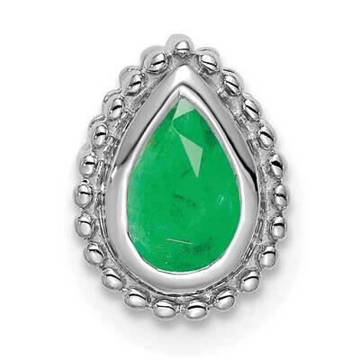 Pear Emerald Chain Slide 9.25 Inch 14k White Gold PM7203-EM-W, MPN: PM7203-EM-W,