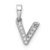 Diamond Letter V Initial Bail Pendant 14k White Gold PM9797V-004-WA, MPN: PM9797V-004-WA,