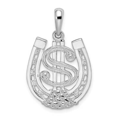 Dollar Sign In Horse Shoe Pendant Sterling Silver Polished QC10079 by Men&#39;s Jewelry and Accessories…