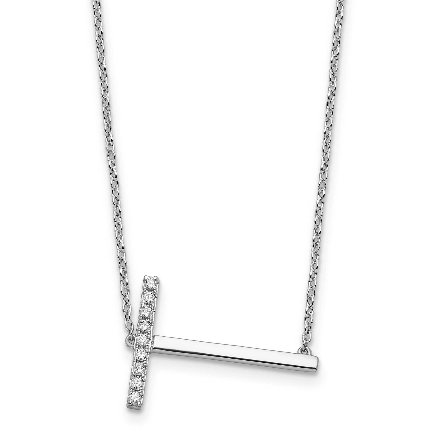 Sideways Diamond Initial T Necklace 14k White Gold PM9844T-011-WA