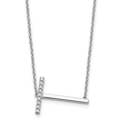 Sideways Diamond Initial T Necklace 14k White Gold PM9844T-011-WA, MPN: PM9844T-011-WA,