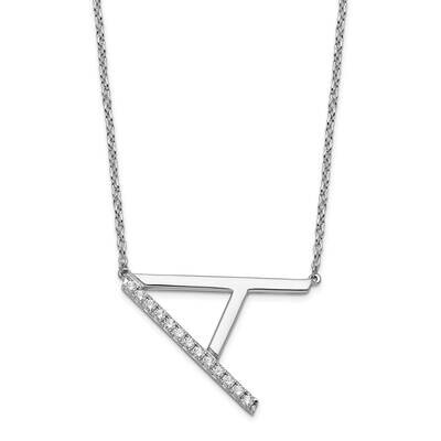 Sideways Diamond Initial A Necklace 14k White Gold PM9844A-016-WA, MPN: PM9844A-016-WA,