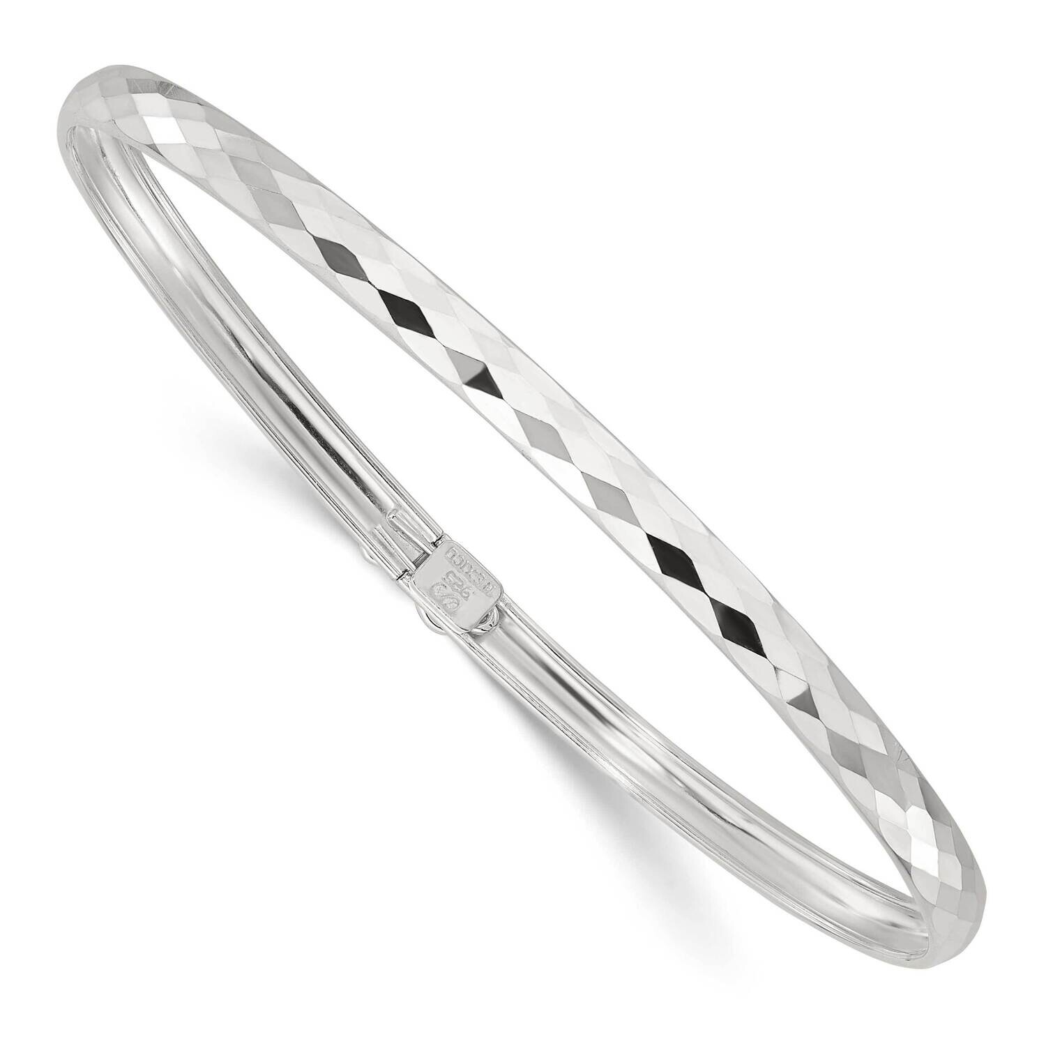 Textured Flexible Bangle Bracelet Sterling Silver Polished QB1499, MPN: QB1499,