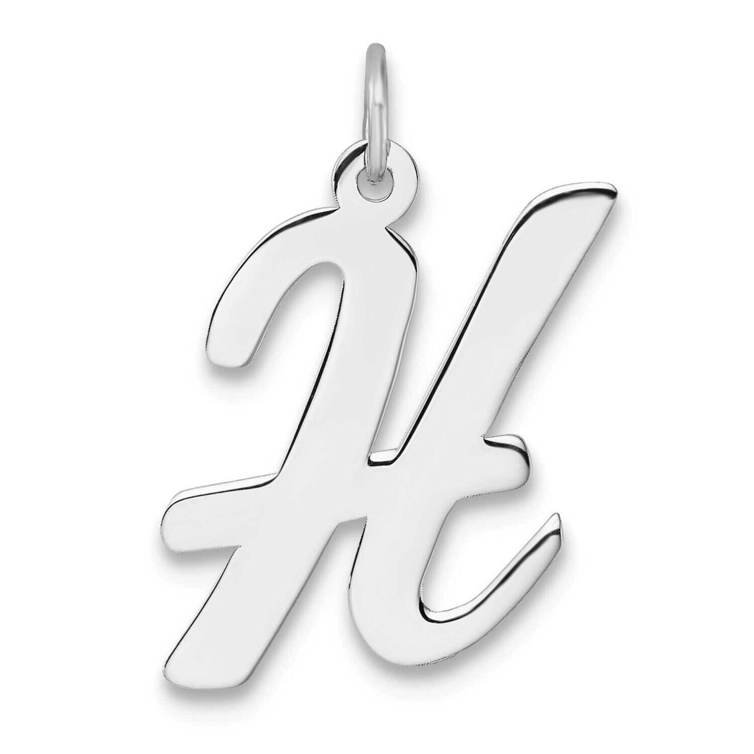 Large Script Letter H Initial Charm Sterling Silver Rhodium-Plated QC11253H, MPN: QC11253H,