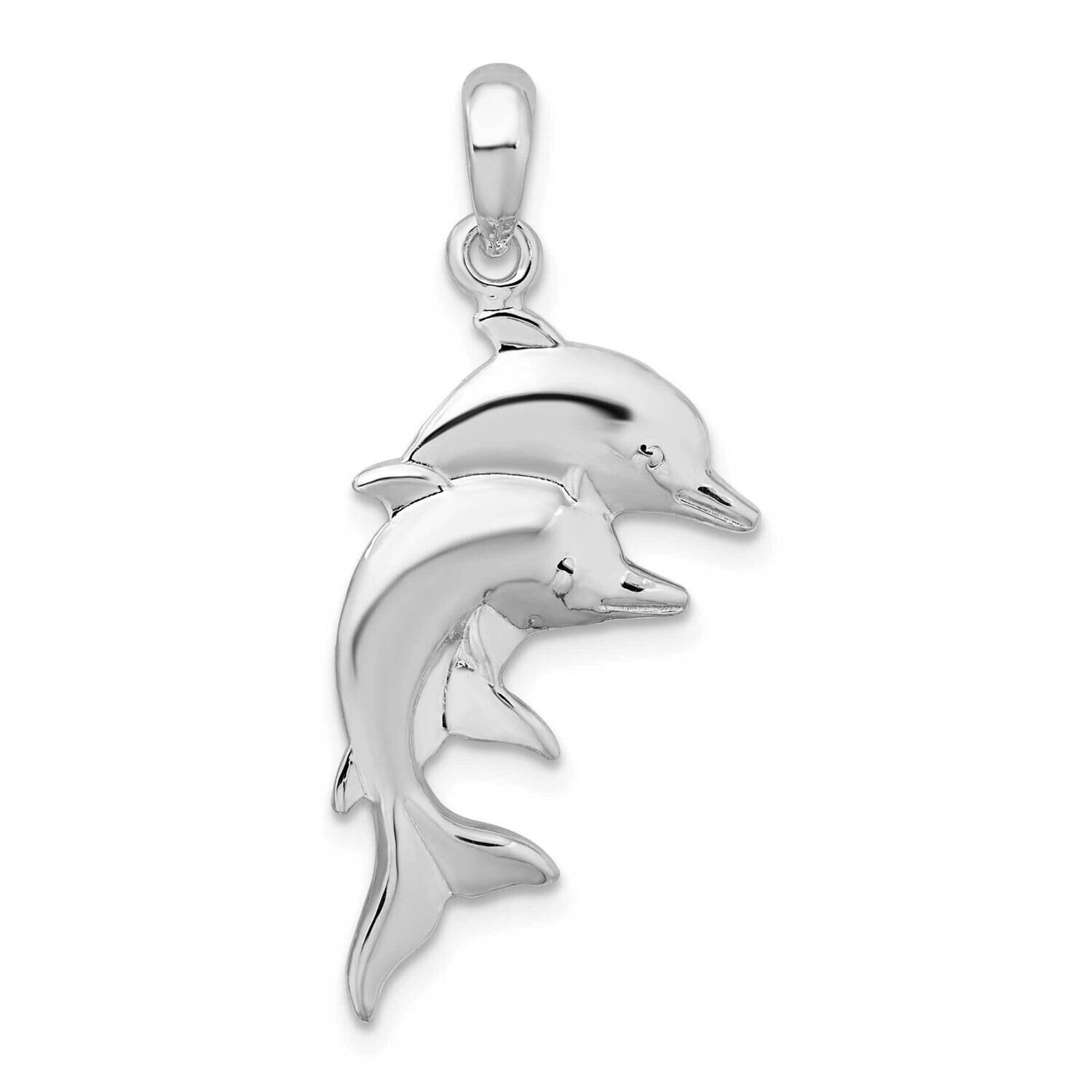 Double Dolphins Pendant Sterling Silver Polished QC10487, MPN: QC10487, 637218181926