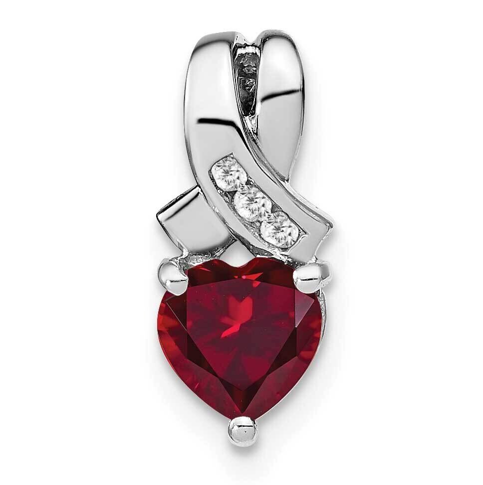 Created Ruby Diamond Pendant Sterling Silver Rhodium-Plated PM7401-CRU-003-SSA, MPN: PM7401-CRU-003…