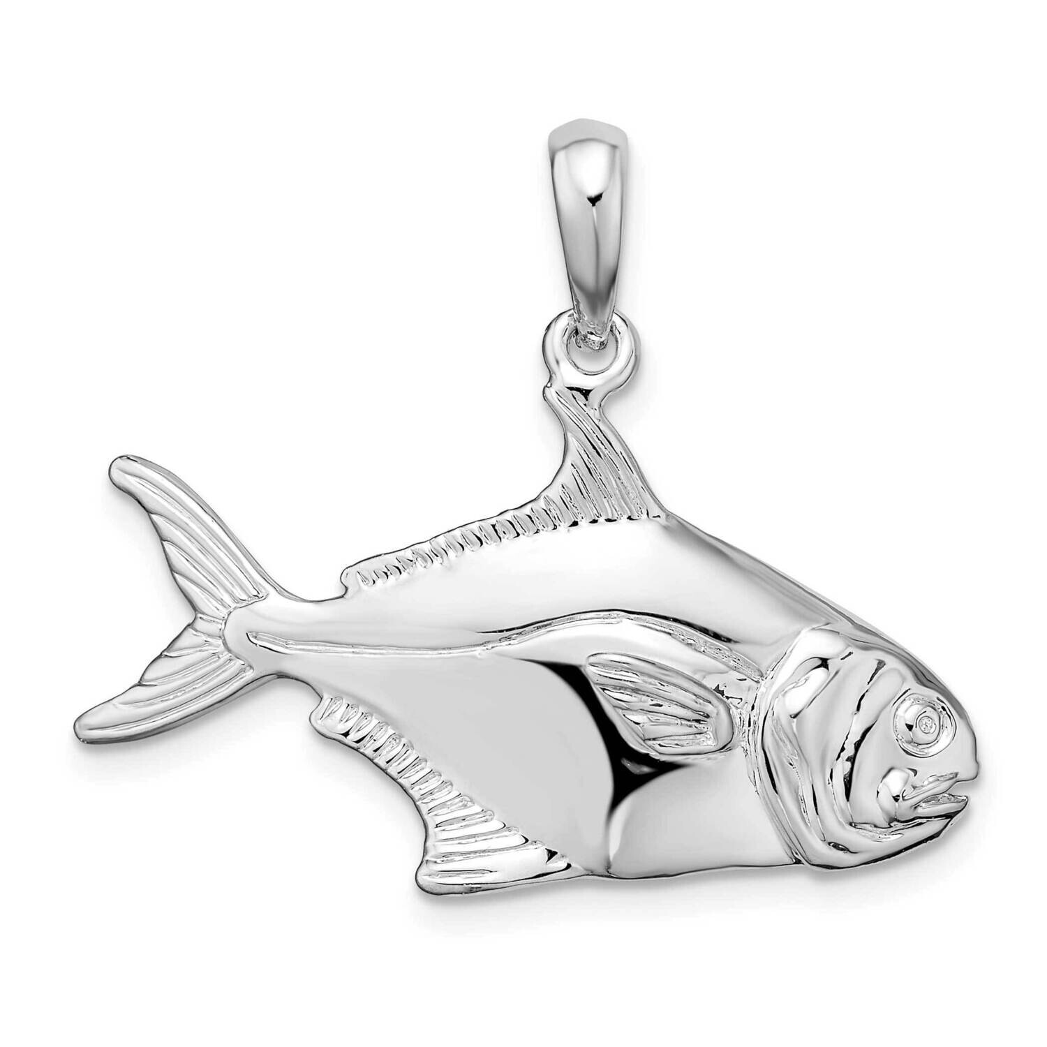 3D Pompano Fish Pendant Sterling Silver Polished QC10140, MPN: QC10140, 637218166671