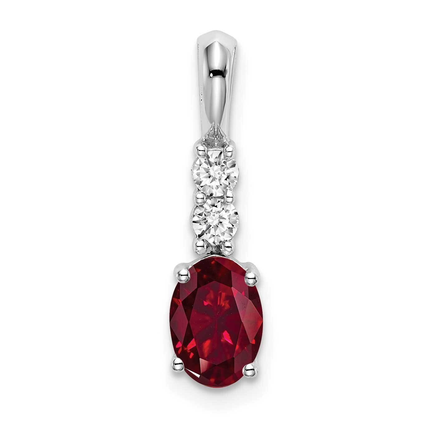 Oval Created Ruby Diamond Pendant 14k White Gold PM7406-CRU-013-WA, MPN: PM7406-CRU-013-WA, 1911014…