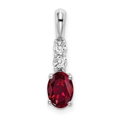 Oval Created Ruby Diamond Pendant 14k White Gold PM7406-CRU-013-WA, MPN: PM7406-CRU-013-WA, 1911014…