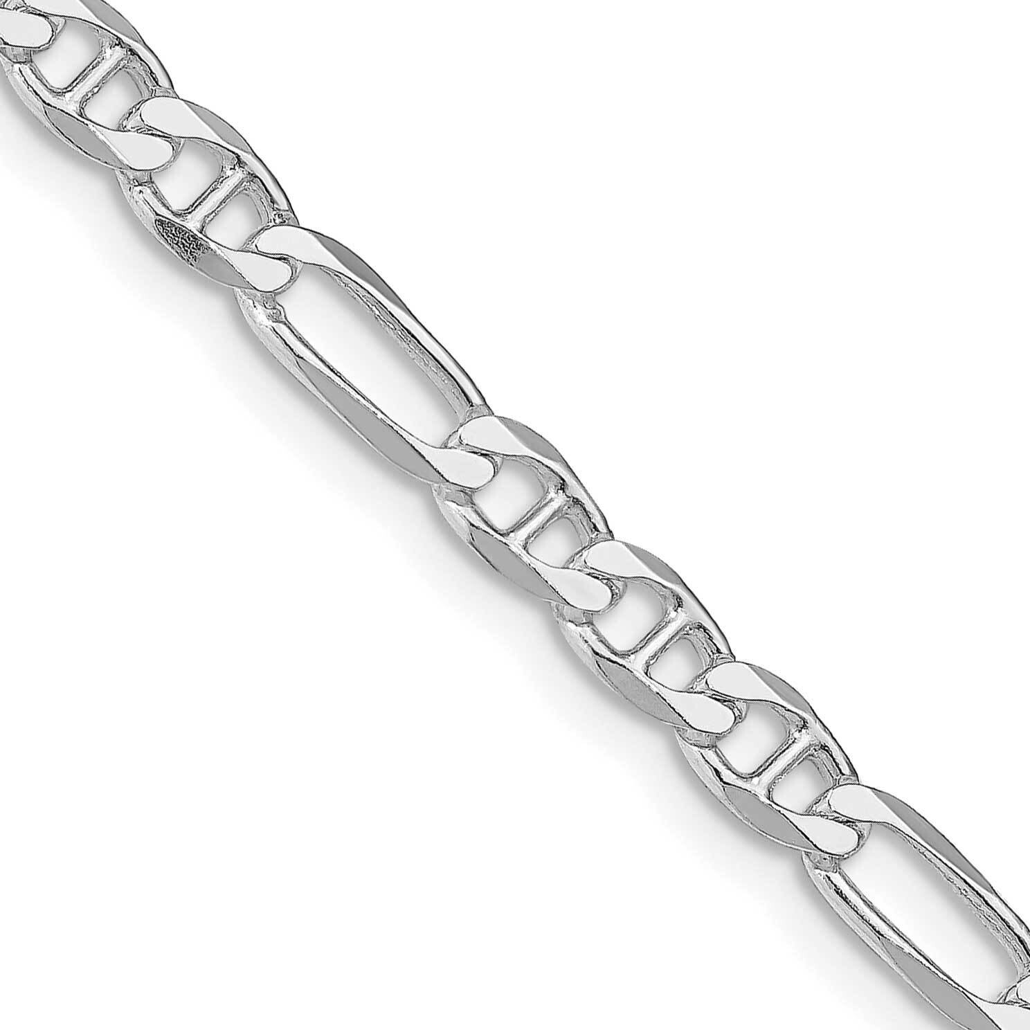 4.5mm Figaro Anchor Chain 18 Inch Sterling Silver Rhodium-Plated QAF120R-18, MPN: QAF120R-18,