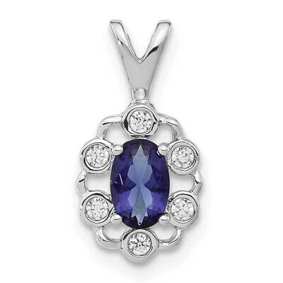 Diamond Created Blue Sapphire Pendant 14k White Gold PM9657-CSA-009-WLG, MPN: PM9657-CSA-009-WLG, 8…