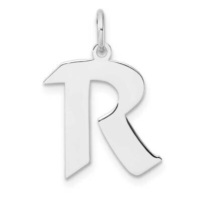 Small Artisan Block Letter R Initial Charm Sterling Silver Rhodium-Plated QC11256R, MPN: QC11256R,