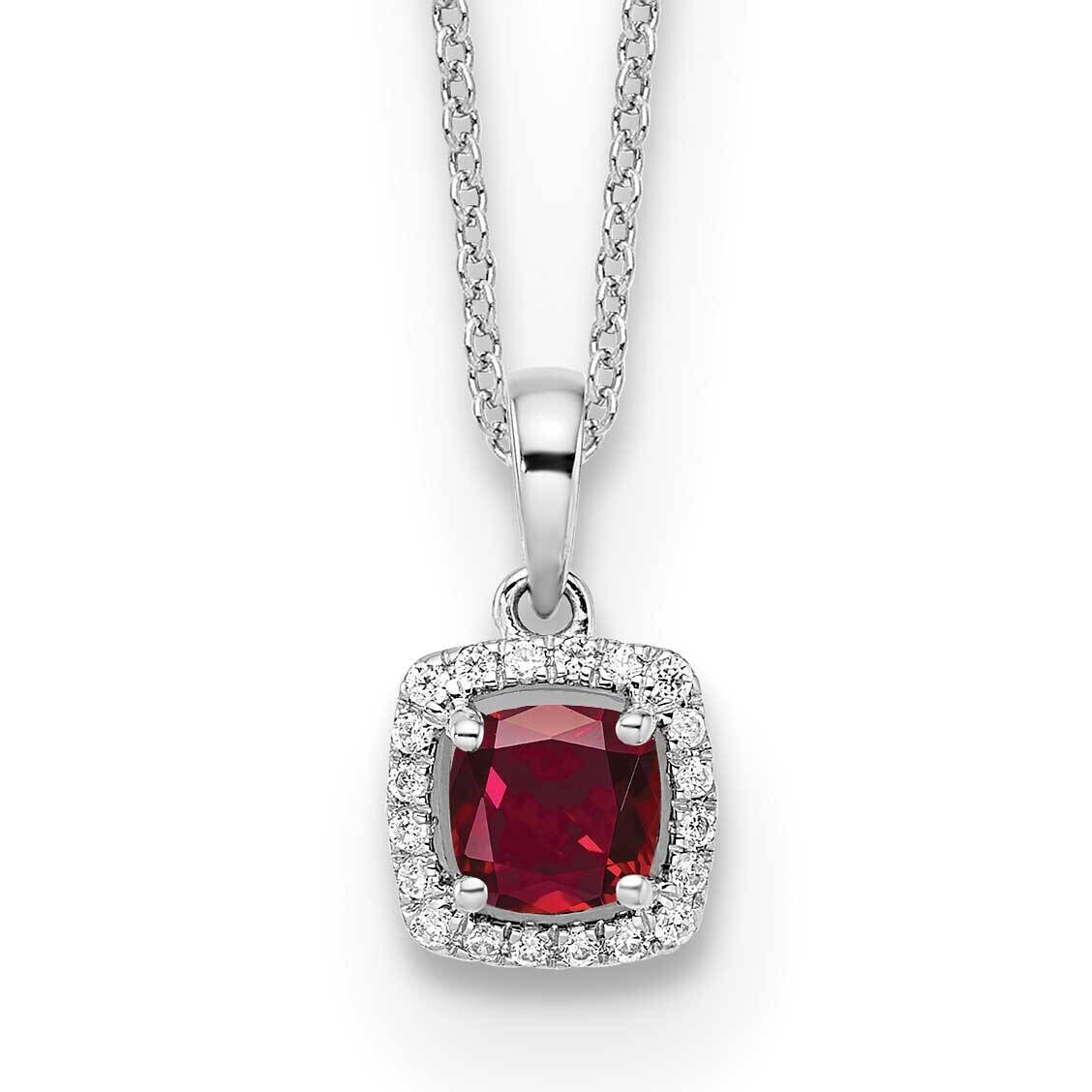 Diamond Created Ruby Pendant Necklace 14k White Gold PM8582-CRU-010-WLG, MPN: PM8582-CRU-010-WLG, 8…