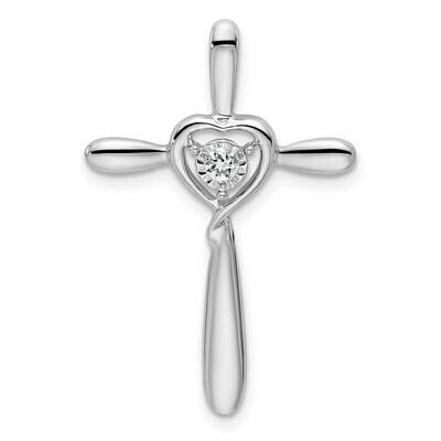 White Topaz Cross Heart Chain Slide 10k White Gold PM7408-WT-1W, MPN: PM7408-WT-1W,