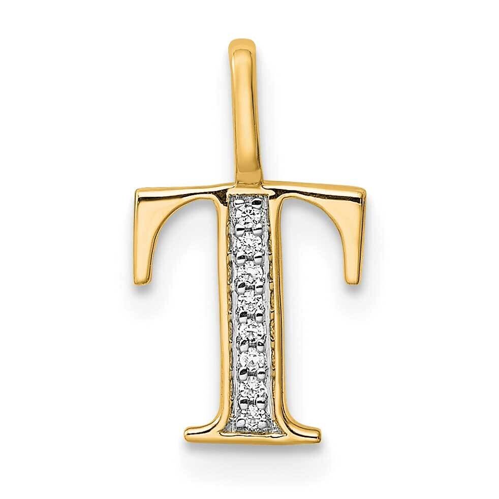 Diamond Letter T Initial Pendant 10k Gold PM8365T-002-1YA, MPN: PM8365T-002-1YA,