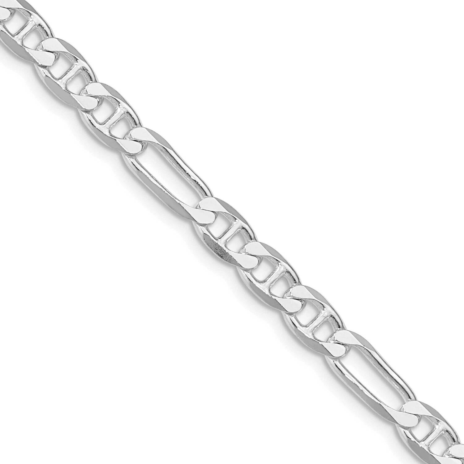 5.5mm Figaro Anchor Chain 24 Inch Sterling Silver Rhodium-Plated QAF150R-24