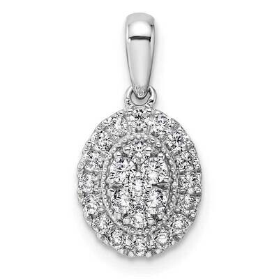 Diamond Oval Halo Pendant 14k White Gold PM9659-040-WLG, MPN: PM9659-040-WLG, 883957881973