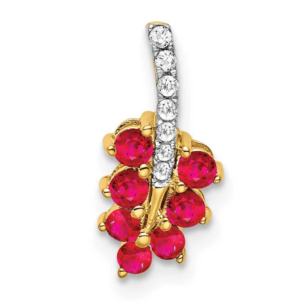 Ruby Diamond Leaf Pendant 14k Gold PM7248-RU-005-YA, MPN: PM7248-RU-005-YA,
