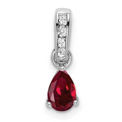 Pear Created Ruby Diamond Pendant 14k White Gold PM7409-CRU-005-WA, MPN: PM7409-CRU-005-WA,