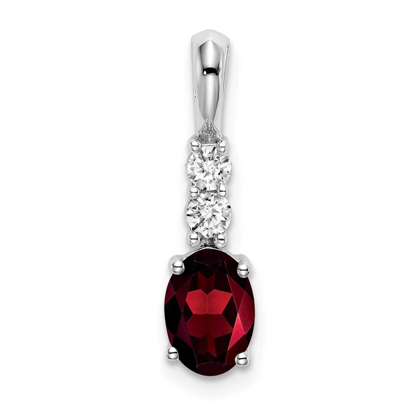 Oval Garnet Diamond Pendant 14k White Gold PM7406-GA-013-WA, MPN: PM7406-GA-013-WA, 191101400308