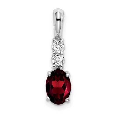 Oval Garnet Diamond Pendant 14k White Gold PM7406-GA-013-WA, MPN: PM7406-GA-013-WA, 191101400308