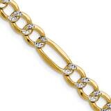 6.5mm Semi-Solid Rhodium Pavc Figaro Chain 24 Inch 14k Gold PWC150-24, MPN: PWC150-24,