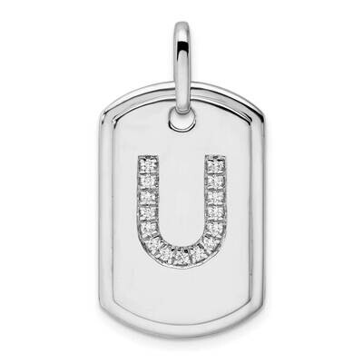 Diamond Initial U Dog Tag Charm 14k White Gold PM9842U-018-WA, MPN: PM9842U-018-WA,