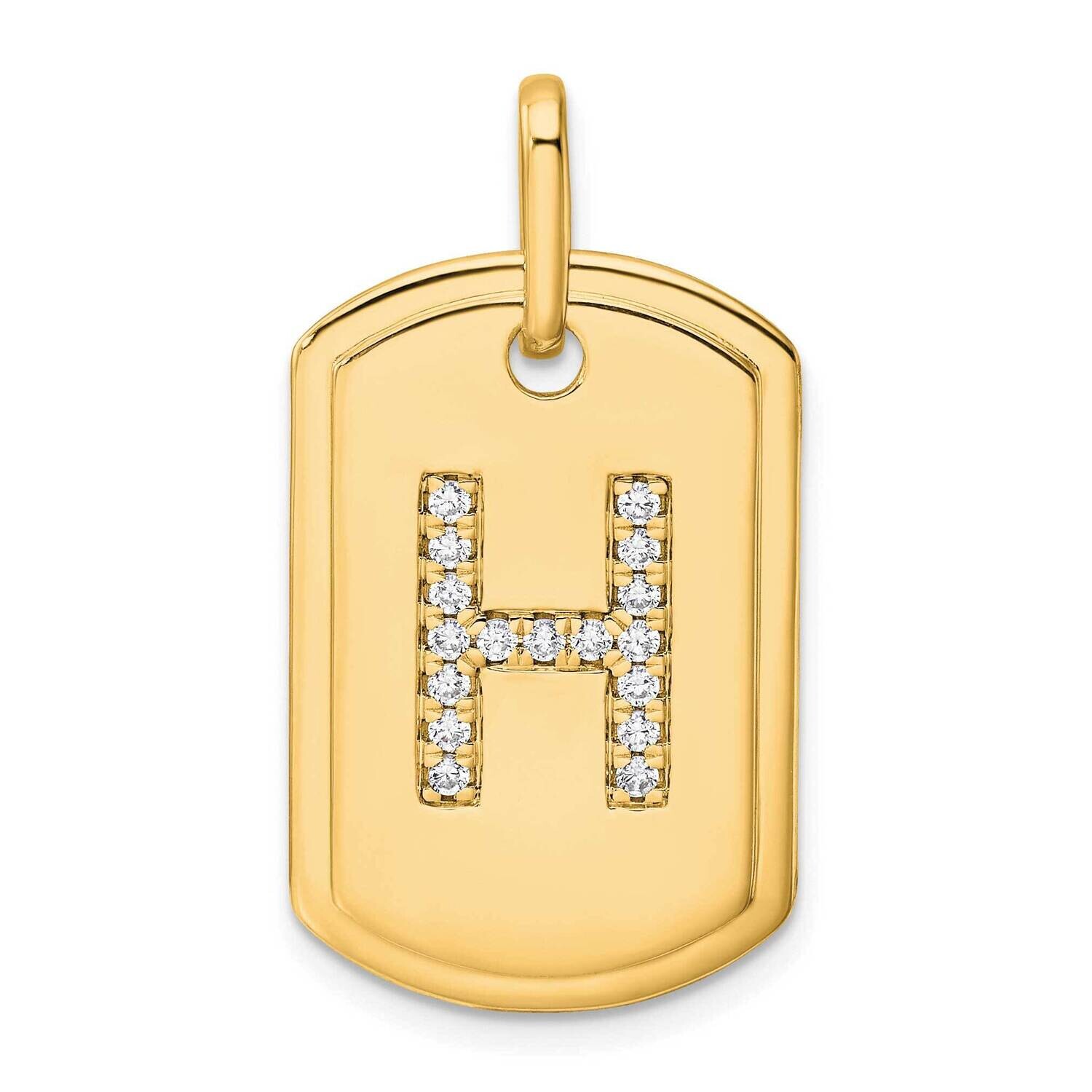 Diamond Initial H Dog Tag Charm 14k Gold PM9842H-020-YA, MPN: PM9842H-020-YA,
