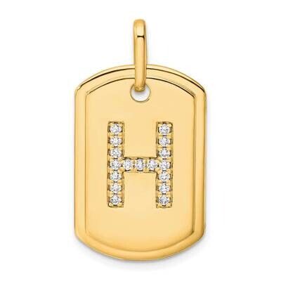 Diamond Initial H Dog Tag Charm 14k Gold PM9842H-020-YA, MPN: PM9842H-020-YA,