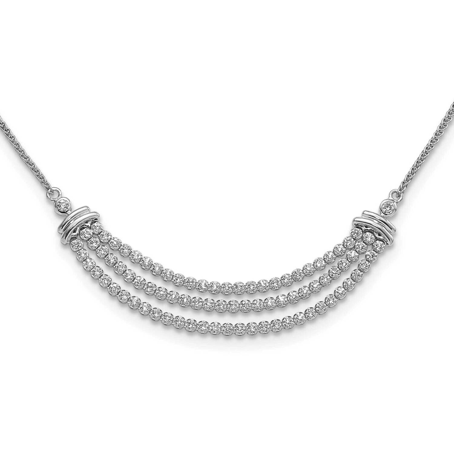 Diamond Three-Row Tennis Style Bolo Necklac 14k White Gold PM9452-175-WLG, MPN: PM9452-175-WLG, 883…