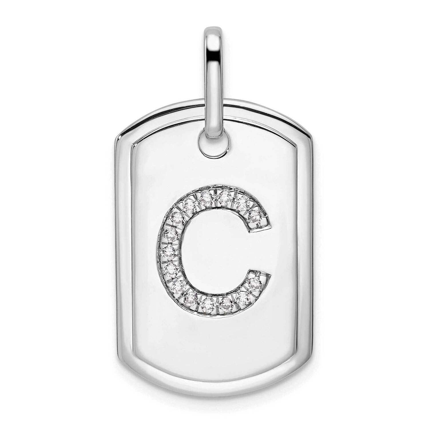 Diamond Initial C Dog Tag Charm 14k White Gold PM9842C-018-WA, MPN: PM9842C-018-WA,