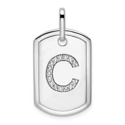 Diamond Initial C Dog Tag Charm 14k White Gold PM9842C-018-WA, MPN: PM9842C-018-WA,