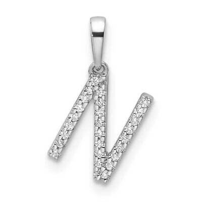 Diamond Letter N Initial Pendant 14k White Gold PM9798N-008-WA, MPN: PM9798N-008-WA,