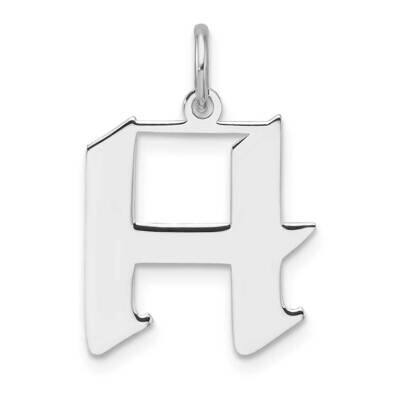 Small Artisan Block Letter H Initial Charm Sterling Silver Rhodium-Plated QC11256H, MPN: QC11256H,
