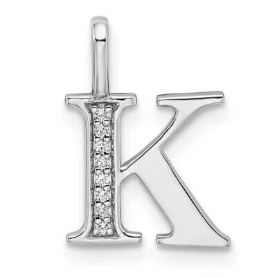 Diamond Letter K Initial Pendant 14k White Gold PM8365K-003-WA, MPN: PM8365K-003-WA, 196904071823