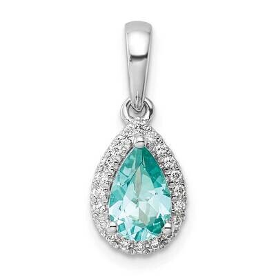 Pure Serenity Diamond Pear Created Paraiba Pendant 14k White Gold PM9528-CP-012-WLG, MPN: PM9528-CP…