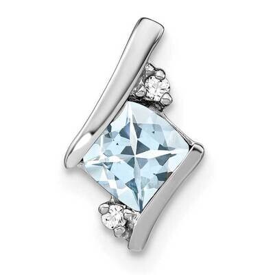 Cushion Aquamarine Diamond Chain Slide 10 Inch 14k White Gold PM7398-AQ-002-WA, MPN: PM7398-AQ-002-…