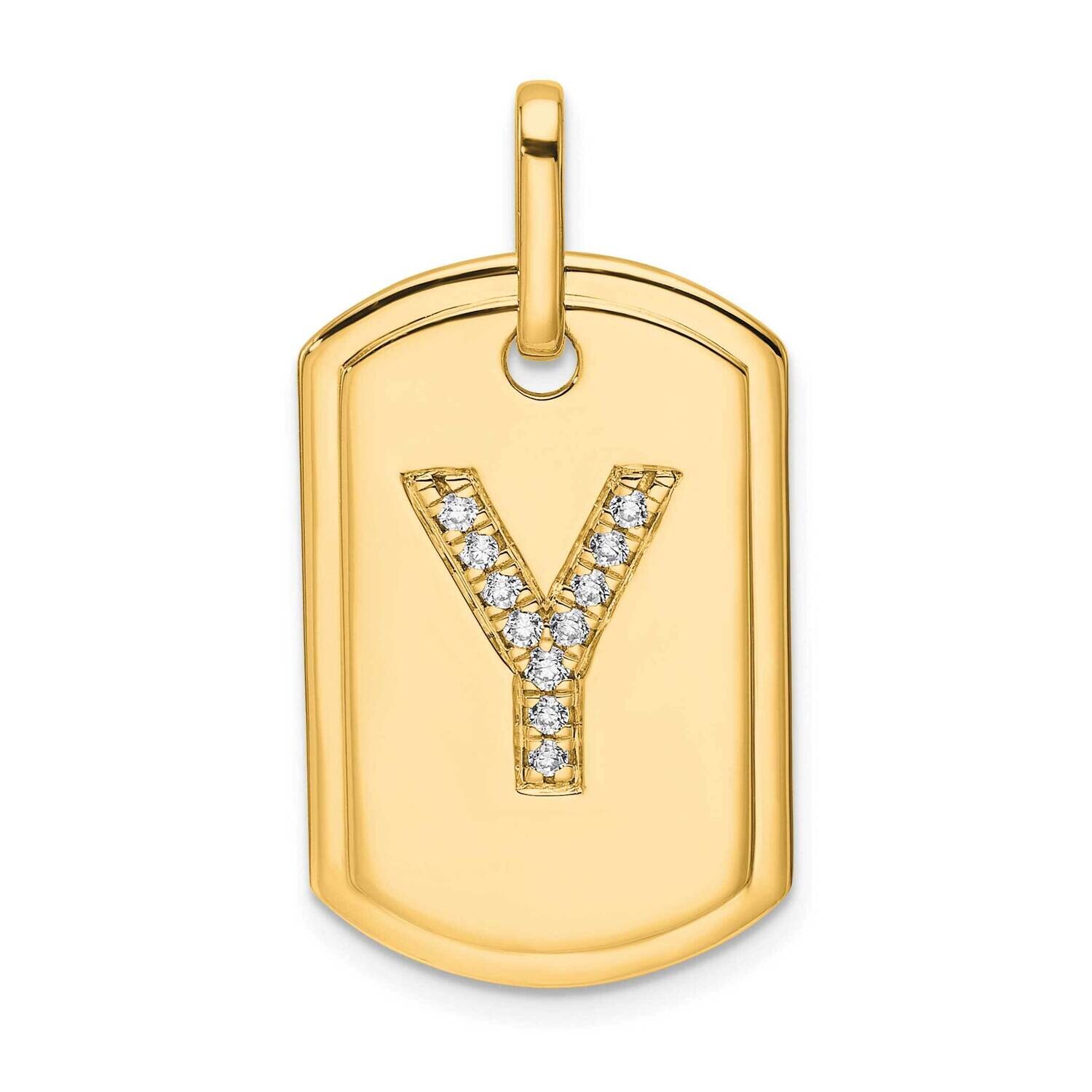 Diamond Initial Y Dog Tag Charm 14k Gold PM9842Y-014-YA, MPN: PM9842Y-014-YA,