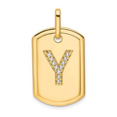 Diamond Initial Y Dog Tag Charm 14k Gold PM9842Y-014-YA, MPN: PM9842Y-014-YA,