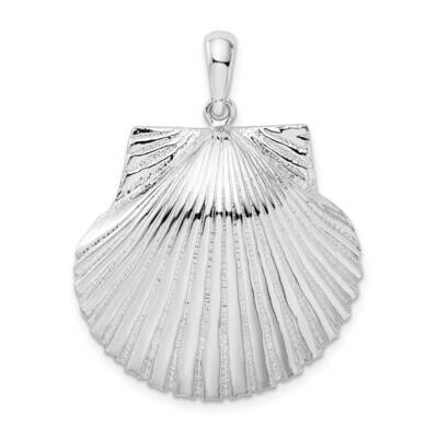 Textured Scallop Shell Pendant Sterling Silver Polished QC10002, MPN: QC10002, 637218155453
