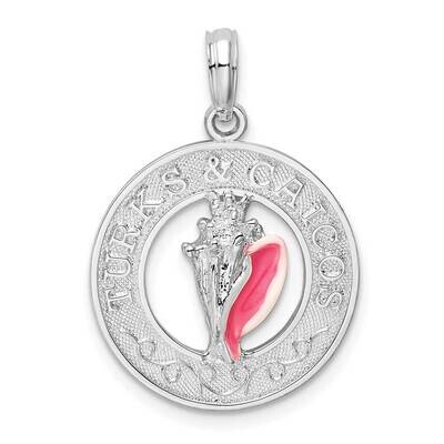 Enameled Turks Caicos Shell Pendant Sterling Silver Polished QC10692, MPN: QC10692, 637218147090