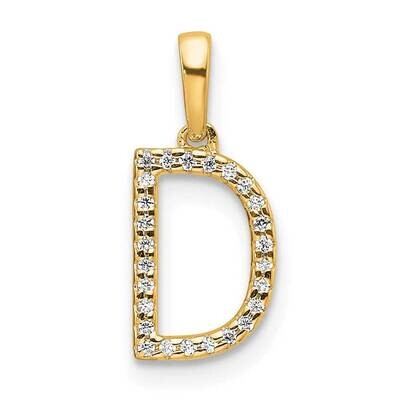 Diamond Letter D Initial Pendant 14k Gold PM9798D-008-YA, MPN: PM9798D-008-YA,